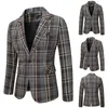 Herrenanzüge Herren Herbst und Winter Slim Retro Plaid Blazer Schnalle Taschenanzug Jacke Mantel Hochzeit Hochwertige Baumwolle Damenbekleidung