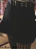 Юбки Allneon Mall Goth Y2K высокая талия Джинсовые юбки Эстетики Эстетики черная джинсовая плиссированная плиссированные юбки с большими карманами Гранж панк наряды 230404