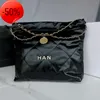 Evening Bags Shoulders 10A Mirror Quality 22 Shopping Chain Calfskin Real Leather Large Capacity Hardware Matelasse Handbags With PouchE