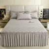 Bed Skirt Skin-friendly Brushed Single Piece Laminated Cotton Cover And Double Ruffle