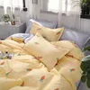 Ensembles de literie Simple carotte jaune ensemble King Size hiver couette couverture draps taie d'oreiller 2/3 pièces couette avec fermeture éclair H23