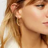 Boucles d'oreilles créoles perles minimalistes Hopp pour femmes bijoux PVD couleur or plaqué acier inoxydable rond oreille Clip accessoire son cadeau