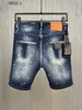 Jeans homem shorts curto denim para azul verão meia calças homens calças buraco botão de metal dsquar magro magro patchy água lavado maple leaf designer top-qualitysml