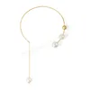 Vintage Fashion Imitation Pearl Tassel Torques For Women Elegant Gold Color Metal Choker Statement Chain Halsbandsmycken