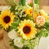 Dekorativa blommor Fake Sunflower Floriculture Package Artificial Flower Decoration For Living Room American Retro Table Furnishings