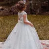 Abiti da ragazza Abito a fiori Tulle Stampa in pizzo Griglia Principessa Angelo Prima comunione Festa di matrimonio Fantasia Regalo per bambini