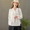 Women's Blouses 2023 Brand Casual Vinatge Tops Women' Summer Vintage Cotton Linen Blouse Female Blusas Elegant Long Sleeve Shirts