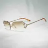 2023 Gafas de diseñador Nuevo Vintage Sin montura C Alambre Gafas de sol Hombres Gafas Mujeres para el verano Corte de diamante Gafas transparentes Marco de metal Oculos Gafas 01