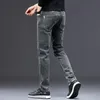 Jeans pour hommes gris foncé automne/hiver Stretch pantalon mince Plus velours épaississement 2023 mode pantalons décontractés