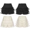 Shorts pour femmes Y2K volants jupe en dentelle femmes dames à plusieurs niveaux lolita agitation sécurité froufrous bloomers mignon bas de costume de mascarade