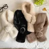 Foulards INS hiver chaud fausse fourrure écharpe perle peluche col croisé épaissir châle femmes élégant doux confortable