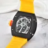 New Hot Ri-Mi Mens 럭셔리 스포츠 시계 디자이너 브랜드 워치 폴리 스마일 페이스 페이스 다이얼 쿼츠 손목 시계 남성 패션 실리콘 스트랩 멀티 컬러