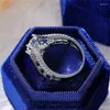 Wedding Rings VAGZEB Fashion Women Blue White Round CZ Novel Designed Female Party Ring Temperament Gift Trendy Jewelry