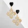 Dangle Earrings Vintage Carved Flower For Women Eleance Black Heart Hanging Female Geometric Party Jewelry 9407