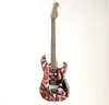 ev h سلسلة مخططة Frankie Red Black White Relic Electric Guitar #0987