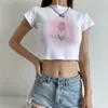 T-shirt da donna Aesthetic Heart stampa T-shirt da donna kpop manica corta Tees anni '90 grunge abbigliamento femminile y2k anni 2000 kawaii Summer harajuka crop top 230404