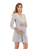 Sleep Lounge Maternity Robe for Hospital Nightgown Pregnant Women Nursing Nightwear Pajama Lace Sleepwear Breastfeeding Gown Bathrobe Mothers 230404
