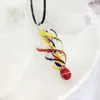 Pendentif Colliers 1set Vente Bijoux Perles Lampwork Verre Murano Perle Collier Noir Pour Femmes Sterling Swirl Jaune Article De Mode