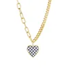 Catene Hemiston Heart Brand Collana con pendente a reticolo dorato in bianco e nero Stile cool per regalo da donna
