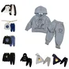 Outono e inverno terno de designer infantil esportes agasalhos com capuz e calças meninos e meninas conjunto de duas peças tamanho 90-160cm a03