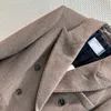 Европейский модный бренд, теплое шерстяное длинное пальто кофейного цвета с грудью
