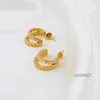 Stud Earrings 2023 Double Layers Stacked Pearl Hoop For Women Gold Plated Stainless Steel Chunky Statement Party Earring