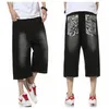 Hel-sommarstil hiphop baggy lösa tryckta byxor för män denim jeans shorts mens shorts plus storlek 30-46 fs494112767