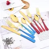 Dinnerware Sets Mirror Gold 6Pcs Knife Steak Set Stainless Steel Cutlery Restaurant Silverware Western Drop