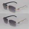 Yeni lens modeli moissanit elmas set güneş gözlüğü kadınlar için erkek orijinal dikey çizgiler manda boynuzu kadınlar için rimless için güneş gözlükleri erkek kadın gözlükleri lüks