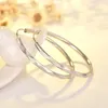 Pendientes de aro finos 925 Color plata de lujo 5CM círculo grande para mujeres encantos diseñador Original fiesta regalos de joyería para boda