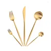 Dinnerware Sets Gold Cutlery 18/10 Stainless Steel Forks Knives Spoons Dinner Set Fork Spoon Knife Chopsticks Drop