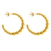 Boucles d'oreilles créoles perles minimalistes Hopp pour femmes bijoux PVD couleur or plaqué acier inoxydable rond oreille Clip accessoire son cadeau