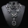 Lyxig stor strass brud smyckesuppsättningar för kvinnor geometriska kristallhängen halsband örhängen set bröllop kostym smycken set