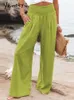 Pantaloni da donna Capris Ytimoky Pantaloni estivi per donne Vintage Streetwear Verde Green Gamba Pantaloni sciolti per tutta la vita dritta