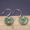 Kolczyki Dangle Real Solid 925 Sterling Silver Natural Jade Jasper Cyrron Kobiety