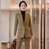Dames tweedelige broek herfst winter formele blazers femininos voor vrouwen zakelijke werkkleding pakken professionele outfits broekenset