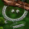 Necklace Earrings Set 2023 Ring 4 Piece Bridal Wedding Jewelry Cubic Zirconia High Quality Dubai Saudi Zircon