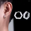 Boucles d'oreilles créoles FIREBROS 2023 or noir argent couleur acier inoxydable géométrique hexagone bijoux pour hommes femmes