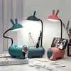 Table Lamps USB Lamp Touch Dimming Bendable Desk Eye Protection Learning Reading Night Light With Multi Function Pen Holder