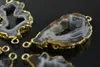 Hanger kettingen natuurlijke druzy stenen platen connectoren gouden kleur rand kristallen geode geschikt voor oorring waardoor 5 st/lotpendant is