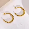 Boucles d'oreilles créoles perles minimalistes Hopp pour femmes bijoux PVD couleur or plaqué acier inoxydable rond oreille Clip accessoire son cadeau