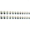 False Nails 24st French Silver Flash Gradual Chain Art Set Press On Fake Stick-On Full Cover with Lim Artificial