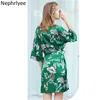 Women's Sleepwear Print Flower Sexy Women Robe Wedding Bride Bridesmaid Dressing Gown Rayon Kimono Bathrobe