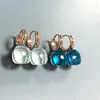 Pendientes colgantes de 10,6mm Nudo clásico para mujer, cristal cuadrado de alta calidad, Topacio azul, joyería de moda, regalo