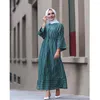 Etnische kleding Moslimstrepen Lange jurk losse Kaftan Arab Jilbaba Abaya Flare Sleeve Midden -Oosten Turks plus size Robe eenvoudig ontwerp