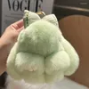 Keychains Cute Bow Mini Keychain Women Real Fur Bag Key Ring Plush Dolls Toy Girls Gift