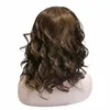 perruque de cheveux humains pour les femmes 16 pouces de profondeur brun glam bouclé vague espagnole grâce à vague brun foncé, perruques