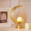 Bordslampor Eid LED Light Moon Star Decorative Night Lamp Ornaments Art Crafts Supplies For Islamic Festival Party Decoration