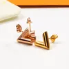 Not Fade Brand Studs Luxury Simple Design V Letter Earrings for Women Girls Gift 316L Stainless Steel 18K Gold Plated Titanium Steel Party Earring Wedding Jewelry