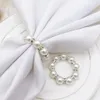 Décoration de fête 100 Pcs/Lot perles blanches ronds de serviette boucle de serviette de mariage pour réception de mariage décorations de Table de fête fournitures